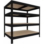 Biedrax Regál do sklepa 45 x 60 x 120 cm, černý, 4 police MDF, nosnost 200 kg na polici – Sleviste.cz