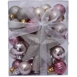 DECOLED Sada ozdob, 29x 3cm koule, 1x glitter špice, růžová a stříbrná – Hledejceny.cz