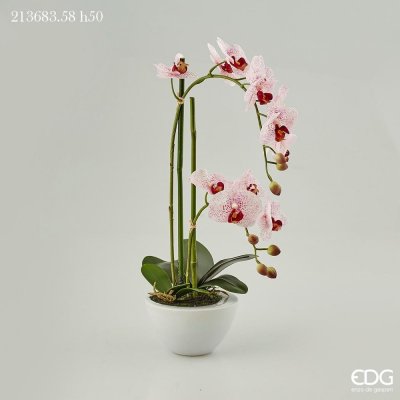 Umělá květina v bílém květináči orchidej růžová, 50 cm – Zboží Mobilmania