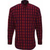 Pánská Košile Premier Workwear pánská kostkovaná košile Mulligan s dlouhým rukávem červená modrá námořní