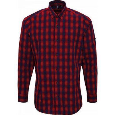 Premier Workwear pánská kostkovaná košile Mulligan s dlouhým rukávem červená modrá námořní