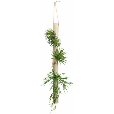 Gasper Přírodní bambusová hůl s umělými sukulenty, 58 cm