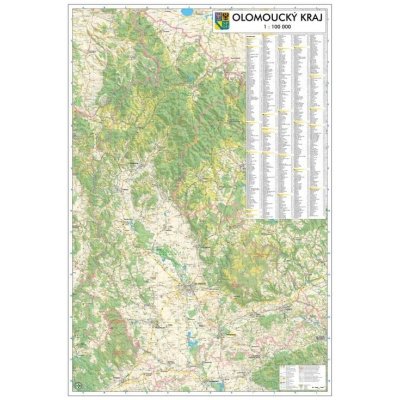 Excart Maps Olomoucký kraj - obří nástěnná mapa 140 x 200 cm Varianta: bez rámu v tubusu, Provedení: laminovaná mapa v lištách – Zboží Mobilmania