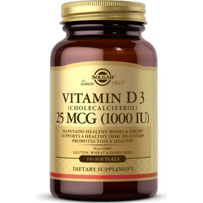 Solgar Vitamin D3 1000 IU 100 softgel kapslí – Hledejceny.cz