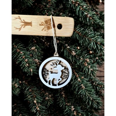 Vánoční 3D baňka sob – dřevěná ozdoba na vánoční stromek – Hledejceny.cz