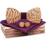Gaira motýlek s kapesníčkem a manžetovými knoflíčky 709205 dřevěný – Zbozi.Blesk.cz