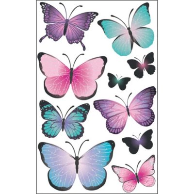 Anděl Samolepky na zeď motýli modrofialoví s glitry 50 x 32 cm – Zboží Mobilmania