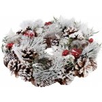 MagicHome Vianoce Věnec MagicHome Vánoce se zasněženou chvojím adventní 31 x 8,5 cm – Zboží Dáma