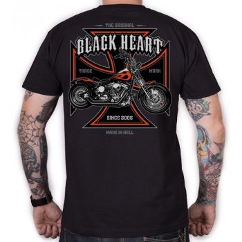 Motorkářské triko BLACK HEART MOTORCYCLE CROSS Černá