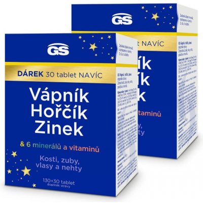 GS Vápník, hořčík, zinek, 2 x 130+30 tablet dárkové balení 2023 – Zbozi.Blesk.cz