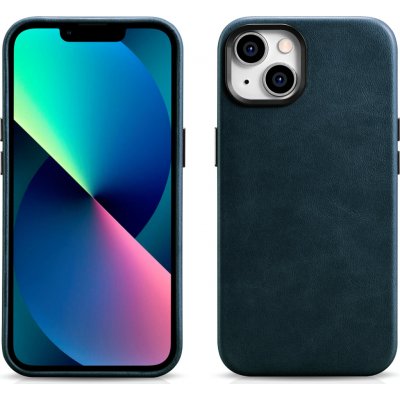 iCarer Kožený obal na iPhone 14 - iCarer, OilWax MagSafe Blue – Zboží Mobilmania