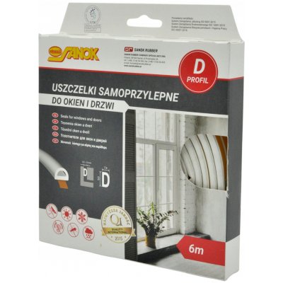 Vorel TO-76752 Těsnění do oken a dveří samolepící 9 x7,4 mm TYP D 6 m bílé – HobbyKompas.cz