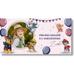 Personal Narozeninový banner s fotkou Paw Patrol Girl Rozměr banner: 130 x 65 cm – Zbozi.Blesk.cz