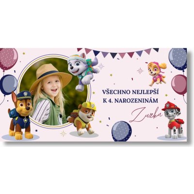Personal Narozeninový banner s fotkou Paw Patrol Girl Rozměr banner: 130 x 65 cm – Zbozi.Blesk.cz