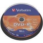 Verbatim DVD-R 4,7GB 16x, AZO, cakebox, 10ks (43523) – Zboží Živě