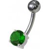 Piercing Šperky4U stříbrný piercing do pupíku kulatý tmavě zelený zirkon BP01146-E