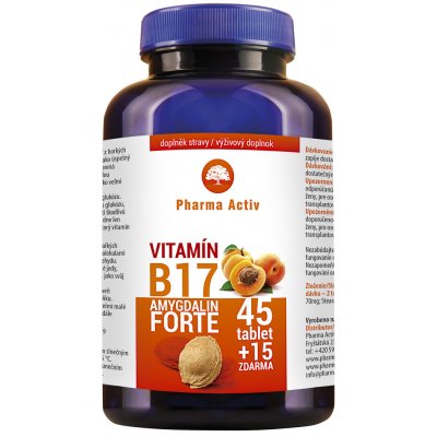 PHARMA ACTIV CZECH Vitamín B17 FORTE Amygdalin 45+15tbl. Zdarma