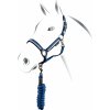 Ohlávky a vodítka pro koně EQUESTRO Set ohlávky s vodítkem bílé Trim royal/ černá