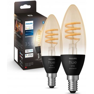 Philips Hue White Ambiance 4.6W 550 Filament svíčka E14 2ks – Zboží Živě