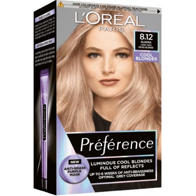 L'Oréal Paris Préférence 8.12 Alaska permanentní barva, Studená světlá blond 192 ml – Zboží Mobilmania