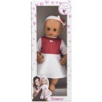 Hamiro /Miminko mrkací 50 cm pevné tělo šaty bílé + červený puntík v krabici 24x60x15 cm – Zboží Dáma