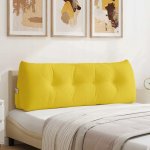Polštář na záda Světlá žlutá 140 x 24 x 50 cm textil – Zboží Mobilmania