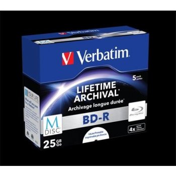 Verbatim BD-R 25GB 4x, M-Disc, printable, jewel, 5ks (43823)