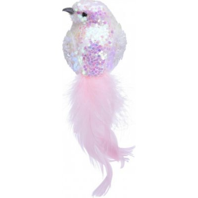 Sezónkovo Ptáček na klipu se třpytkami růžový 17 cm – Zboží Mobilmania