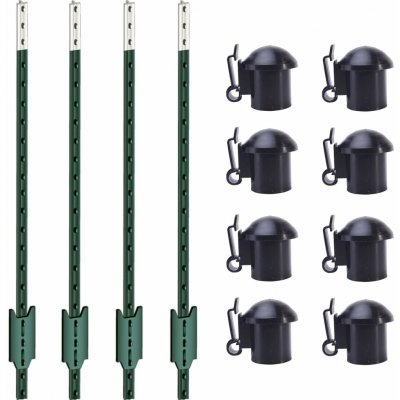 Sada T-sloupky pro elektrický ohradník 182 cm + krytky s izolátorem - 50 ks – Sleviste.cz