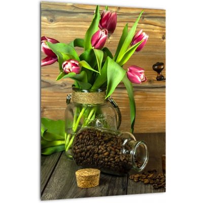 Obraz - tulipány, mlýnek a káva, jednodílný 30x40 cm – Zbozi.Blesk.cz