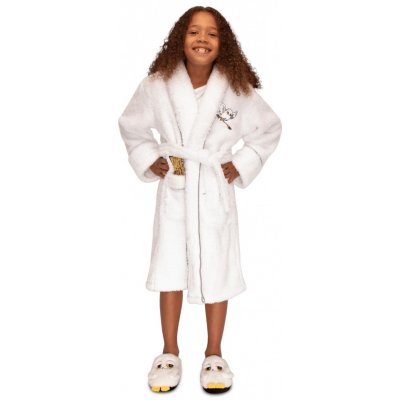 CurePink Dětský fleece župan Harry Potter: Hogwarts bílá – Zboží Dáma
