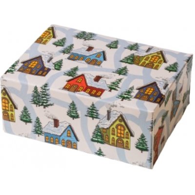 Vánoční krabička na cukroví Zasněžená krajina 18 × 13,5 × 7,5 cm – Decora – Hledejceny.cz