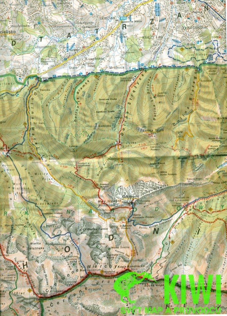 turistická mapa západní tatry Západné Tatry Podbanské Zverovka 1 : 25 000    3 Podrobná  turistická mapa západní tatry