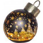 Winteria Vánoční skleněná ozdoba na stromeček s LED osvětlením, motiv zimního lesa, Ø 12 × 14 cm, černá černá – Hledejceny.cz