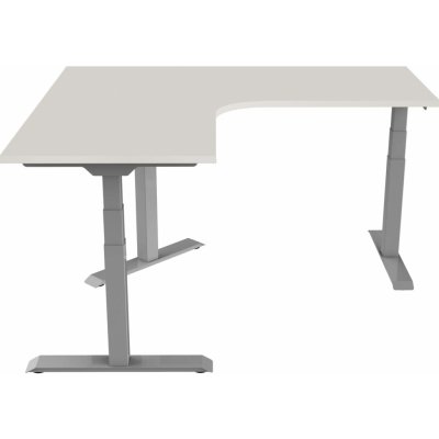 DELSO Rohový elektrický výškově nastavitelný stůl SHAPER 140x140cm - šedá, Světle šedá