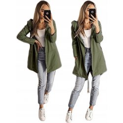 Fashionweek Asymetrická bavlněná mikina parka s kapuci MF429 Khaki