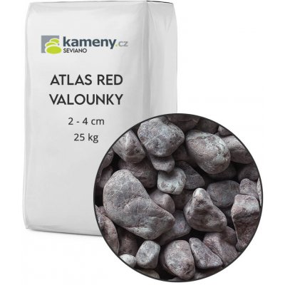 Okrasné kameny, Atlas Red valounky, vápenec Vyberte si balení: 25 kg, Vyberte si velikostní frakci: 2 - 4 cm – Zboží Dáma