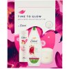 Kosmetická sada Dove Glowing Sprchový gel 225 ml + tělové mléko 250 ml se svíčkou