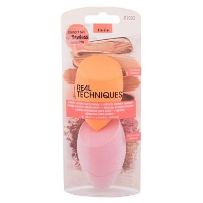 Real Techniques Miracle Complexion Sponge Summer Haze houbička na tekutý make-up Miracle Complexion Sponge 1 ks + houbička na pudrový make-up Miracle Powder Sponge 1 ks – Zboží Dáma