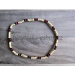 Bizuterka-eshop.cz dřevěné korálky na krk smetanovo černo červené BZ-07088 – Zboží Dáma