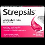 STREPSILS JAHODA BEZ CUKRU ORM 0,6MG/1,2MG PAS 24 – Hledejceny.cz