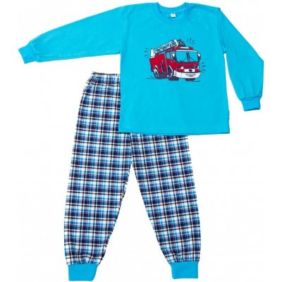 Dětské pyžamo Hasičské auto P01024 tyrkysové