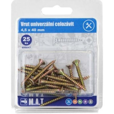 M.A.T. GROUP vrut un.celozávit 4,5x 40mm ZZ (25ks) MAT600047 – Hledejceny.cz