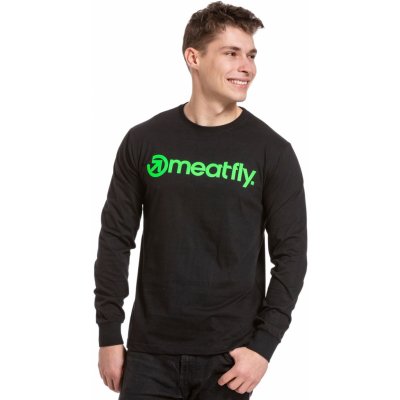 Meatfly pánské tričko s dlouhým rukávem Troy Green Neon/Black černá – Zboží Mobilmania