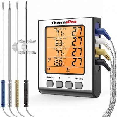 ThermoPro TP-17H digitální kuchyňský teploměr, čtyři sondy, stříbrný – Hledejceny.cz