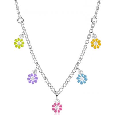 Šperky eshop Stříbrný dětský, květiny s barevnými okvětními lístky AA05.12 – Zboží Mobilmania