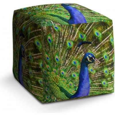 Sablio Taburet Cube Páv: 40x40x40 cm – Zboží Dáma