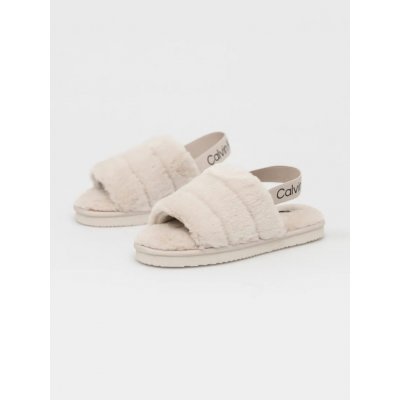 Calvin Klein Jeans pantofle Home Slipper Fakefur Elastic béžová