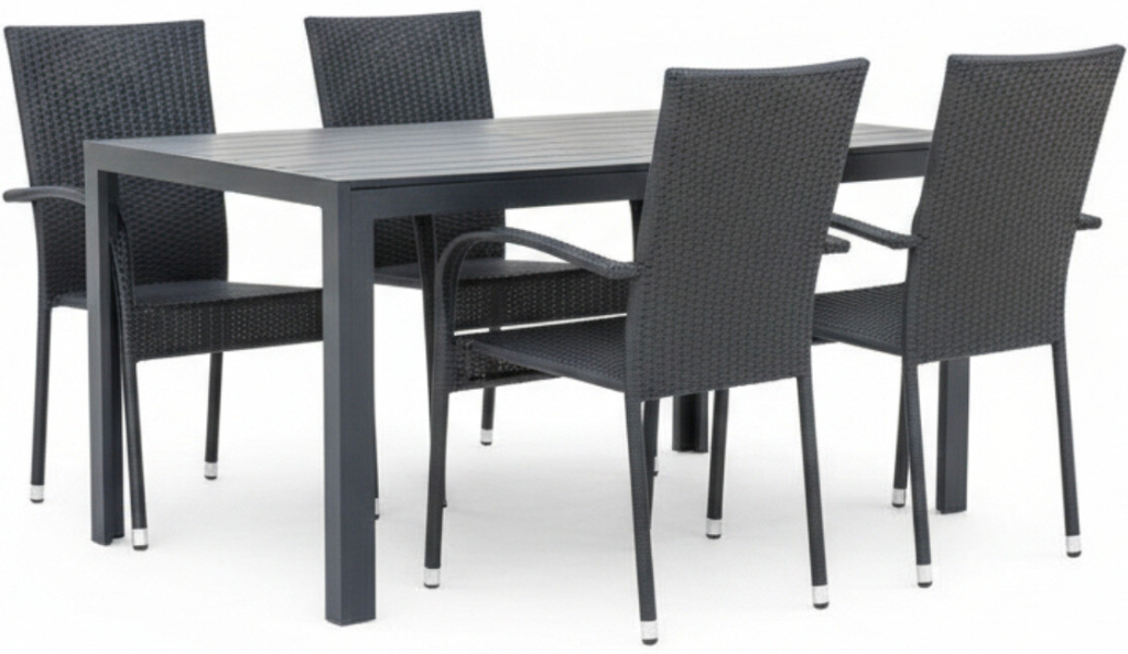 Vikio Zahradní ratanový set 140x80 pro 4 osoby DT255 antracit