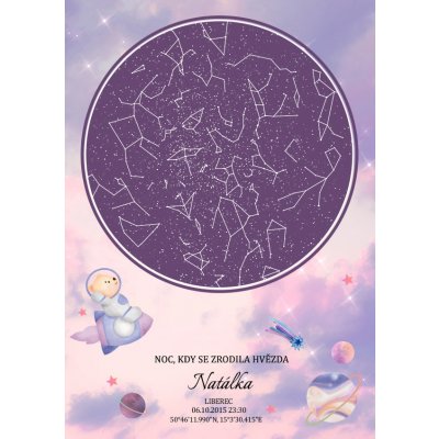 Dětská hvězdná mapa narození – Zboží Dáma
